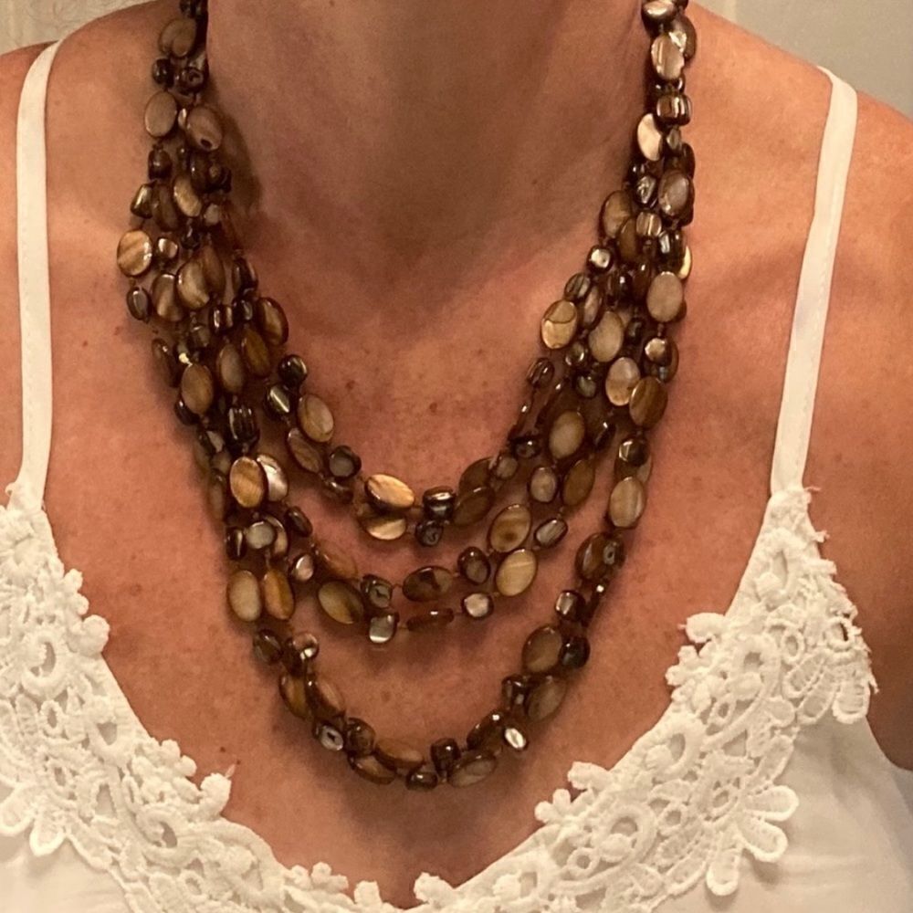 Natural Stone Multi Strand Necklace